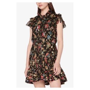 DEREK LAM 10 CROSBY • Edith Ruffled Floral Mini Dress in Black